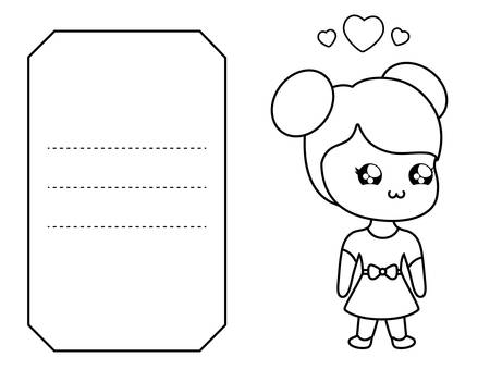 cute little girl in card kawaii style vector illustration designのイラスト素材