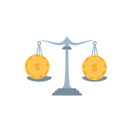 justice balance with coins money vector illustration designのイラスト素材