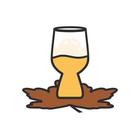 cup of beer with maple leafs oktoberfest festival vector illustration designのイラスト素材