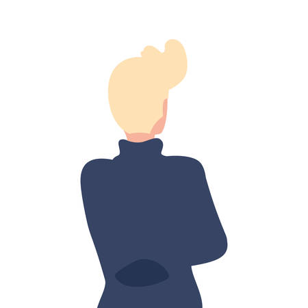 young man of back position on white background vector illustration designのイラスト素材