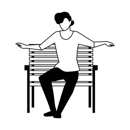 silhouette of young man sitting in chair on white background vector illustration designのイラスト素材