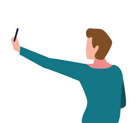 young man of back position on white background vector illustration designのイラスト素材