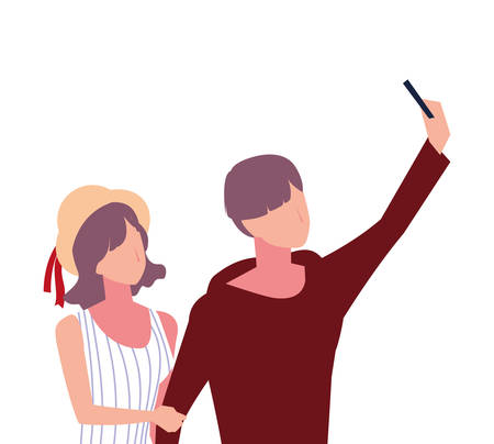 couple in love, man and woman showing affection vector illustration designのイラスト素材
