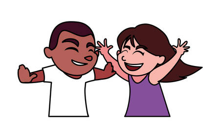 Girl and boy cartoon design, Kid childhood little people lifestyle and person theme Vector illustrationのイラスト素材