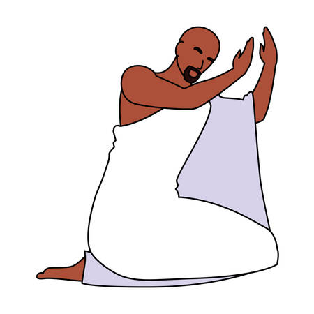 man pilgrim hajj on white background vector illustration designのイラスト素材