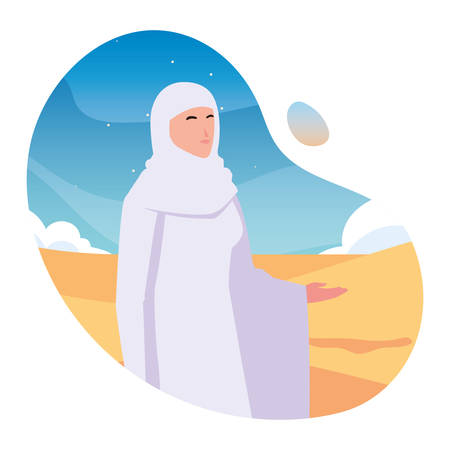 woman pilgrim hajj , day of Dhul Hijjah vector illustration designのイラスト素材