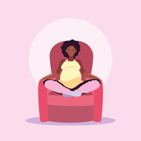 woman pregnant sitting in sofa avatar character vector illustration designのイラスト素材