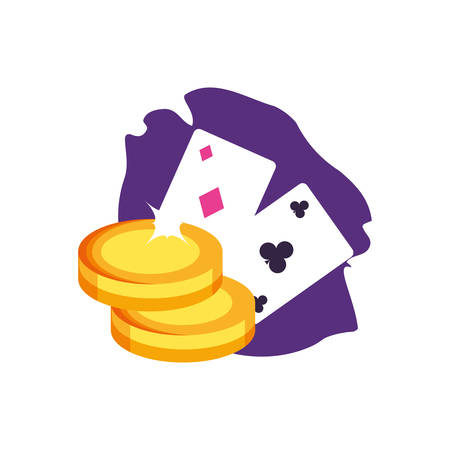 poker casino game cards with coins money vector illustration designのイラスト素材