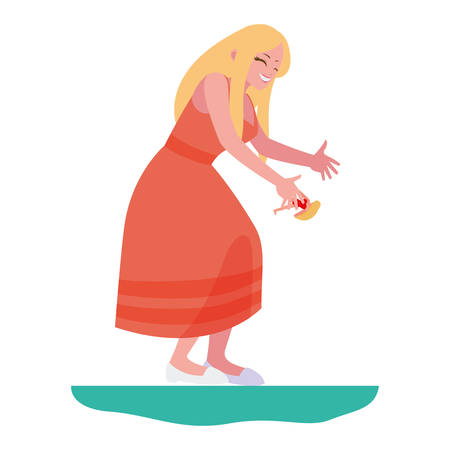 cute happy mom with doll vector illustration designのイラスト素材