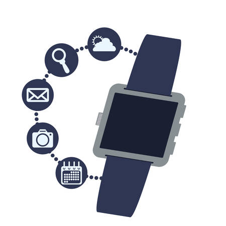 smart watch technology with applications menu vector illustration designのイラスト素材