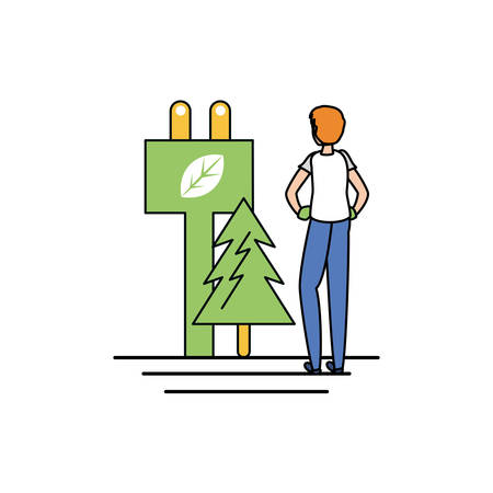 Avatar man design, Sustainability eco friendly green recycle ecology renewable and solution theme Vector illustrationのイラスト素材