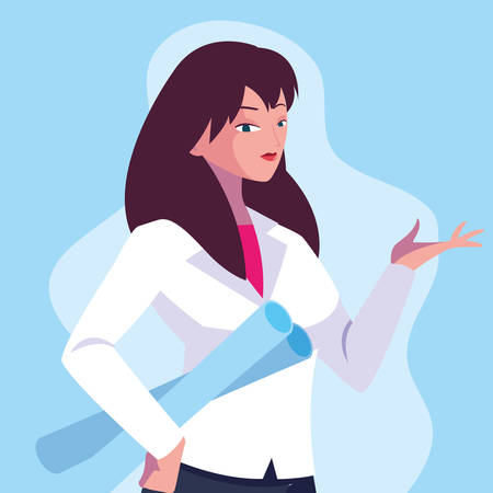 Woman engineer design, Worker profession industry construction technology and occupation theme Vector illustrationのイラスト素材