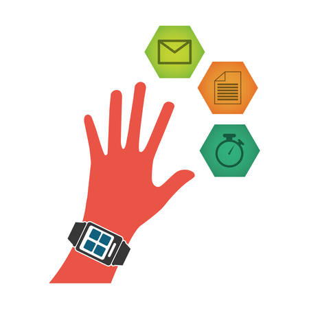 smart watch technology with applications menu vector illustration designのイラスト素材