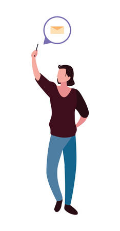 young man using smartphone social media vector illustrationのイラスト素材