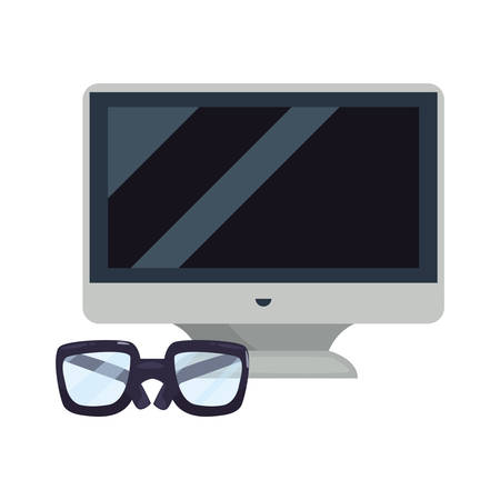 computer and glasses back to school vector illustrationのイラスト素材