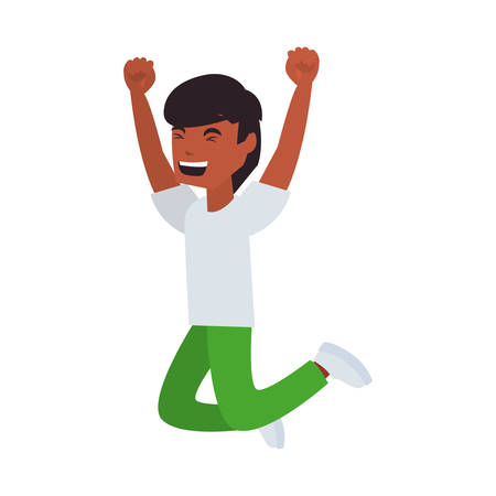 happy boy celebrating character white background vector illustrationのイラスト素材