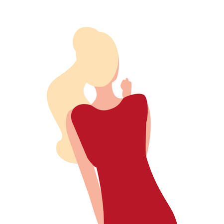 young woman of back position on white background vector illustration designのイラスト素材