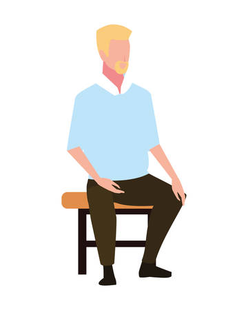 young man sitting in chair on white background vector illustration designのイラスト素材