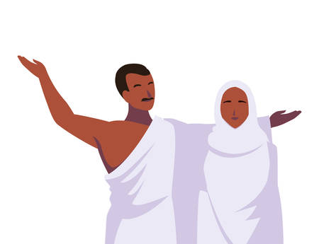 couple of people pilgrims hajj on white background vector illustration designのイラスト素材