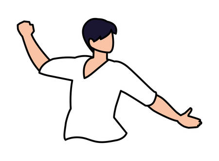 man in pose of dancing, party, on white background vector illustration designのイラスト素材