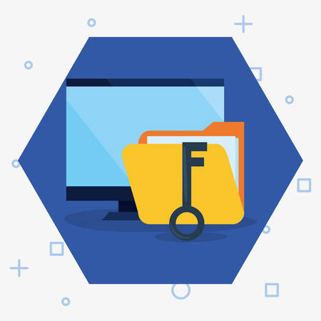 computer folder key security cybersecurity data protection vector illustrationのイラスト素材