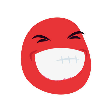 funny emoji face on white background vector illustrationのイラスト素材
