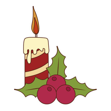 Candle and berries of thanksgiving day design, Autumn season holiday greeting and traditional theme Vector illustrationのイラスト素材