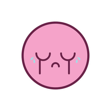crying circle cartoon design, Kawaii expression cute character funny and emoticon theme Vector illustrationのイラスト素材