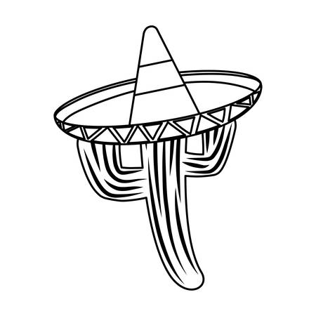 Mexican cactus with hat design, Mexico culture tourism landmark latin and party theme Vector illustrationのイラスト素材