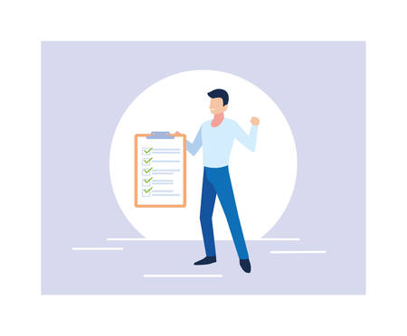 young man holding a clipboard vector illustration designのイラスト素材