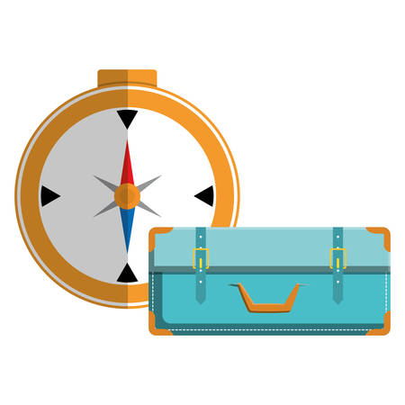 suitcase travel with compass guide vector illustration designのイラスト素材