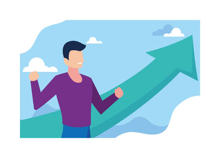 young man with arrow, way to success vector illustration designのイラスト素材