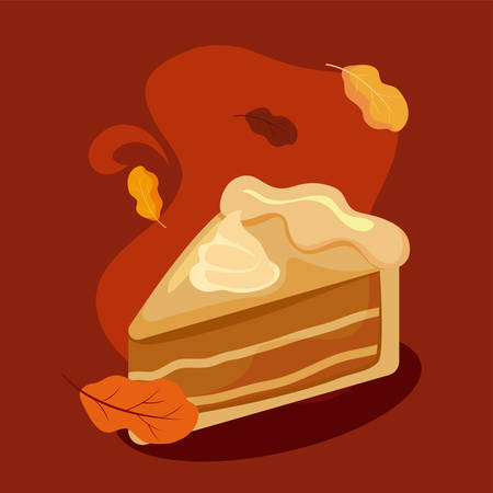 Cake design, Autumn season nature ornament garden decoration and thanksgiving day theme Vector illustrationのイラスト素材