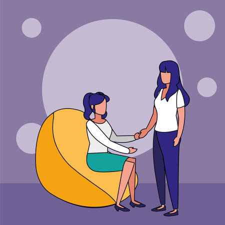 Avatar women and circles background design, Girls females person people human and social media theme Vector illustrationのイラスト素材