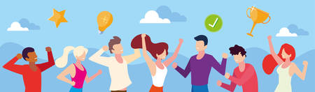 group of people with different poses vector illustration designのイラスト素材