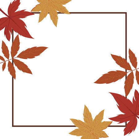 Frame of autumn leaves design, season nature ornament garden decoration and botany theme Vector illustrationのイラスト素材