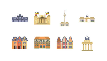 germany landmarks icon set pack, High Quality variety symbols Vector illustrationのイラスト素材