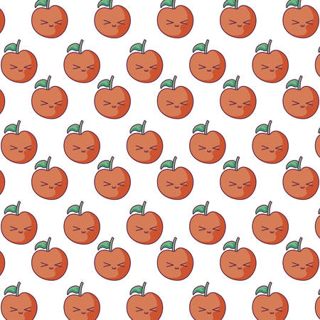 apples cartoons background design, Kawaii expression cute character funny and emoticon theme Vector illustrationのイラスト素材