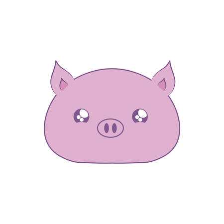 head of cute piggy baby animal kawaii style vector illustration designのイラスト素材