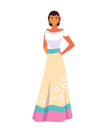 Mexican woman design, Mexico culture tourism landmark latin and party theme Vector illustrationのイラスト素材
