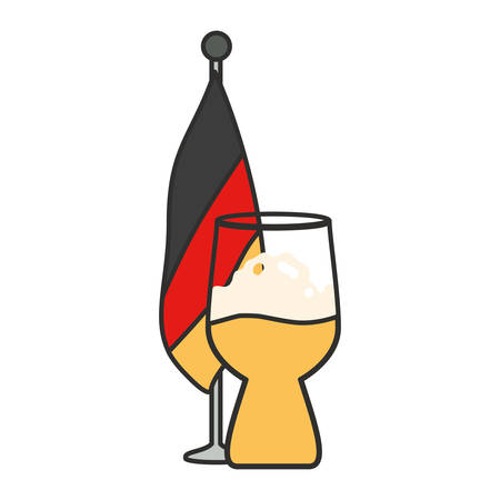 glass of beer with germany flag in pole oktoberfest vector illustration designのイラスト素材