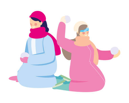 women with winter clothes on white background vector illustration designのイラスト素材