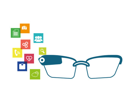 smart glasses tech with applications menu vector illustration designのイラスト素材
