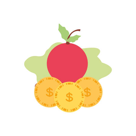 fresh cherry fruit with coins money vector illustration designのイラスト素材