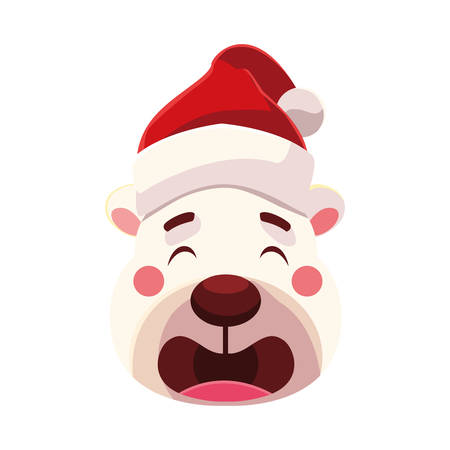 head of polar bear with hat vector illustration designのイラスト素材