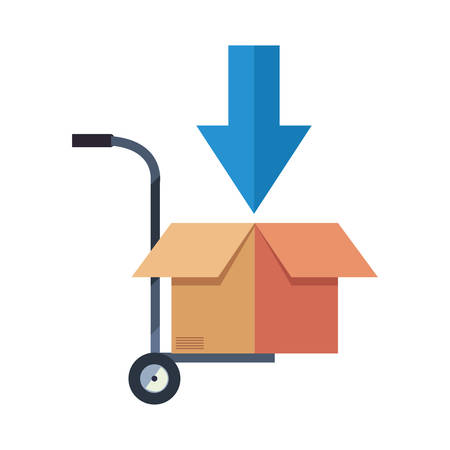 handcart with cardboard boxes fast delivery vector illustrationのイラスト素材