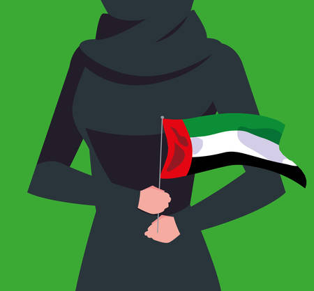 emirati women day poster with body female and flag vector illustration designのイラスト素材