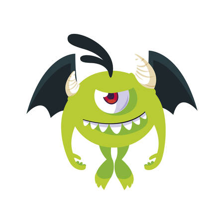 funny monster flying with wings character vector illustration designのイラスト素材