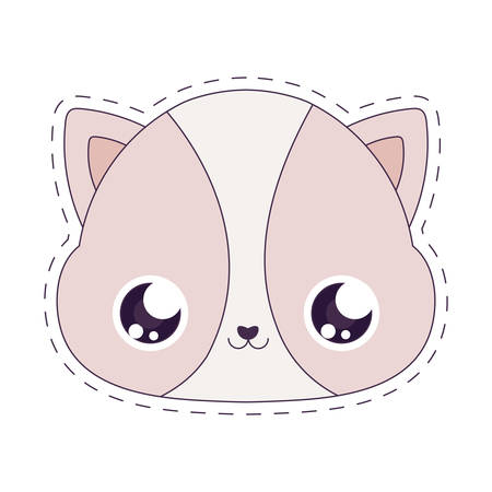 cat cartoon design, Kawaii expression cute character funny and emoticon theme Vector illustrationのイラスト素材