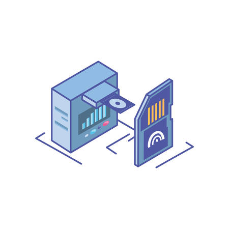 server equipment with micro sd card on white background vector illustration designのイラスト素材